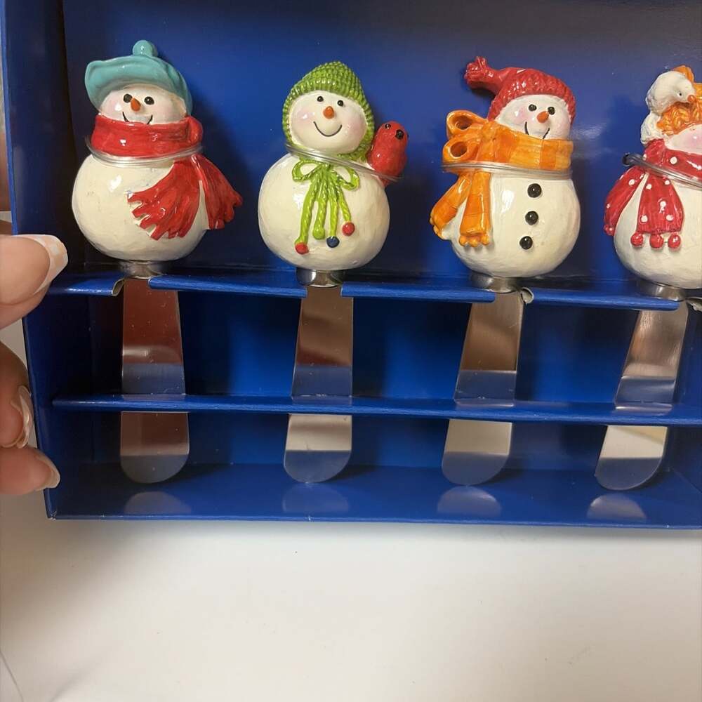 St Nicolas Square Snow Days Spreaders Set Of 4 New But Damaged Box - Picture 2 of 2